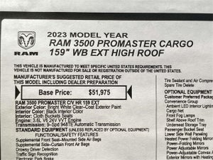 2023 RAM ProMaster 3500 CARGO VAN HIGH ROOF 159&#39; WB EXT
