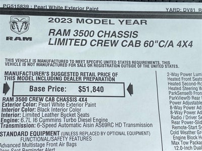 2023 RAM Ram 3500 Chassis Cab RAM 3500 LIMITED CREW CAB CHASSIS 4X4 60' CA