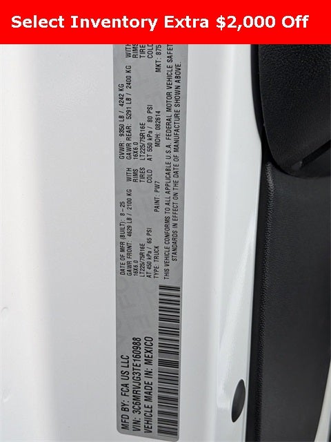 2026 RAM Ram ProMaster RAM PROMASTER 3500 TRADESMAN CARGO VAN HIGH ROOF 159' WB EXT