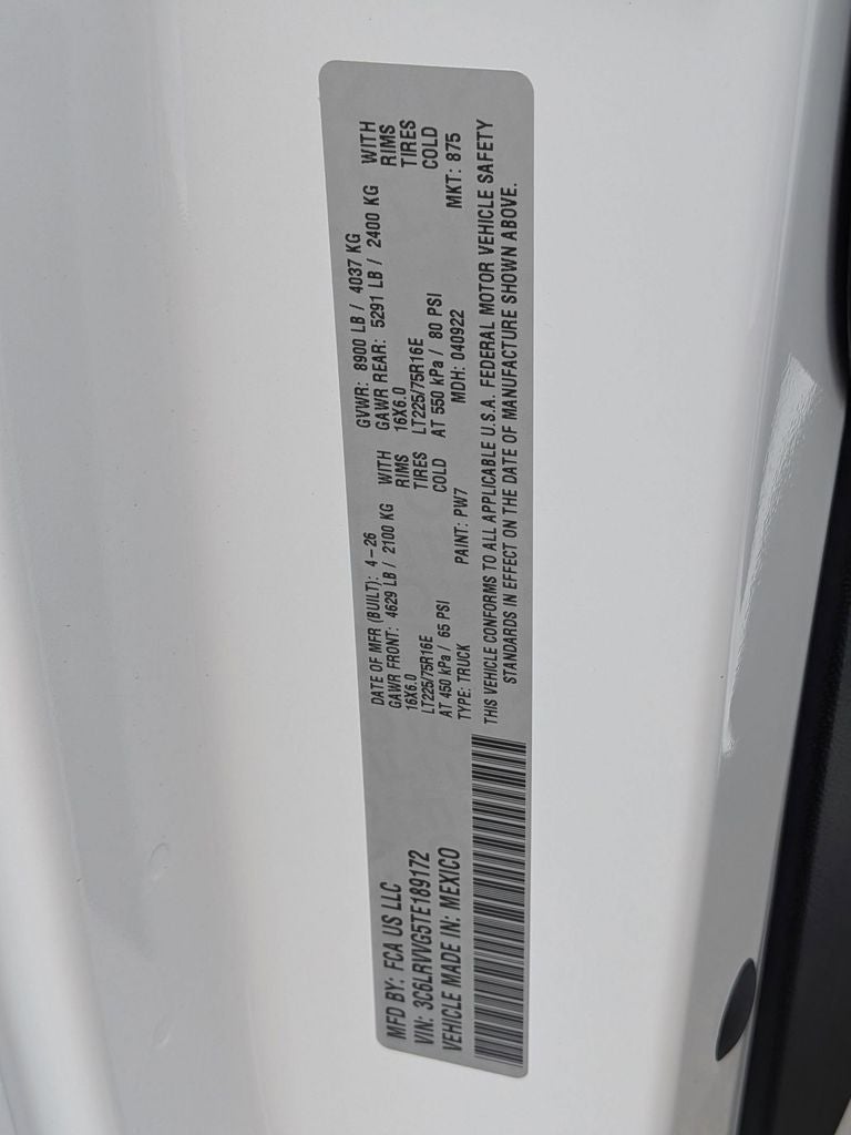 2026 RAM Ram ProMaster RAM PROMASTER 2500 TRADESMAN CARGO VAN LOW ROOF 136' WB