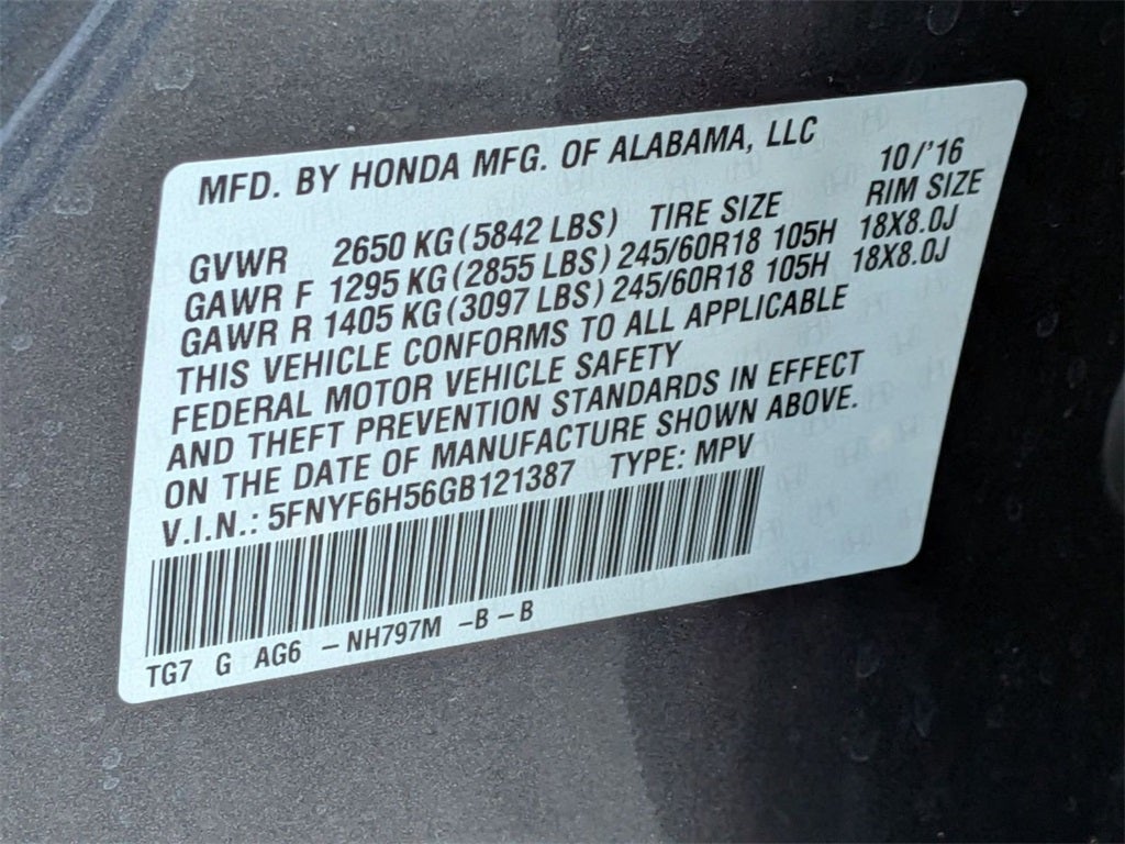 2016 Honda Pilot EX-L